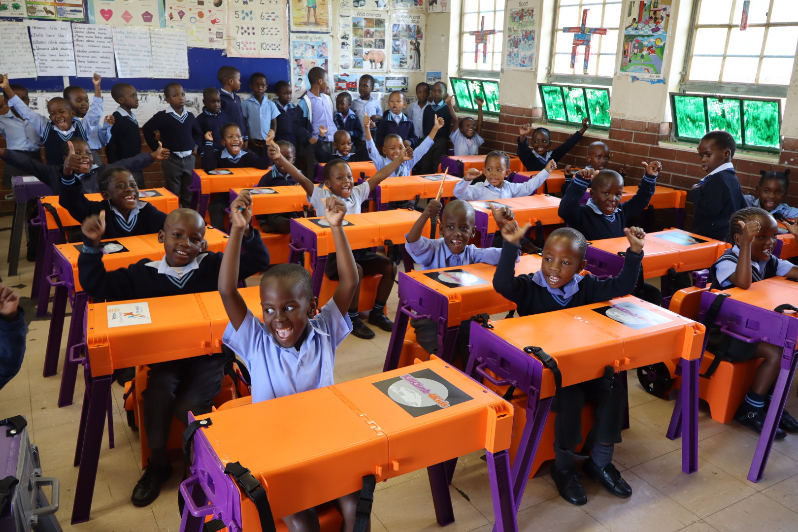 Rural school learners with MiDesks